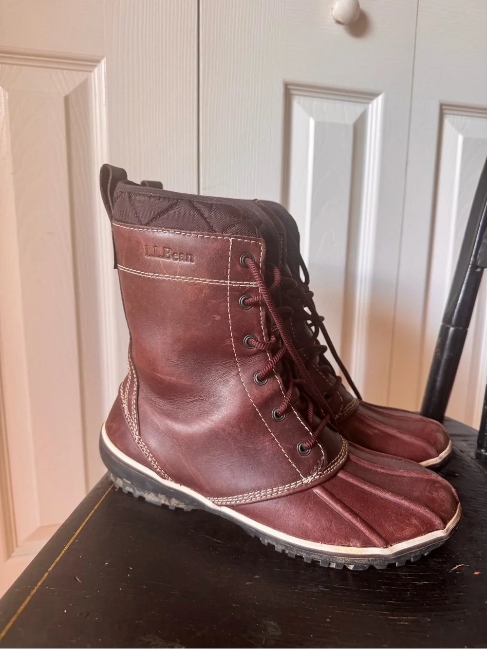 L.L. Bean Women’s Burgundy Leather Lace-Up Duck Boots